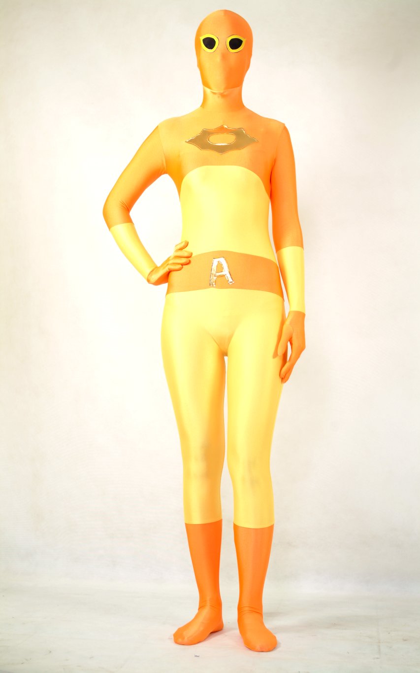 Orange A Lycra Full Body Suit Zentai